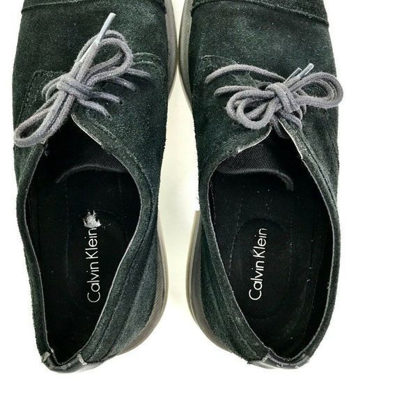 Calvin Klein Upton Men's US 9.5 Black Suede Stitch Oxfords shoes Cap Toe 34F0582 - Picture 8 of 10